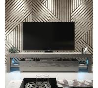 Creative Furniture Nova TV Unit 200cm - A Spacious & Modern Cabinet with Gloss Doors & LED Lights in Dark Grey Creative Furniture Dark Grey