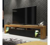 Creative Furniture Nova TV Unit 200cm - A Spacious & Modern Cabinet with Gloss Doors & LED Lights in Dark Brown Creative Furniture Dark Brown