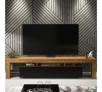 Creative Furniture Nova Tv Unit 200Cm - Dark Oak & Black Matt Doors