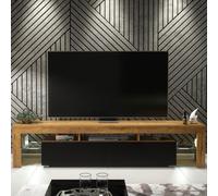 Creative Furniture Nova Tv Unit 200Cm - Dark Oak & Black Matt Doors And Led Lights