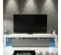 Creative Furniture Nova Tv Unit 200Cm - White & Grey Gloss Doors And Led Lights