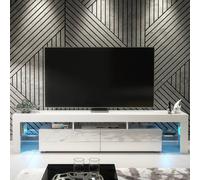 Creative Furniture Nova Tv Unit 200Cm - White With Gloss Doors + Led Lights White