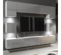 Creative Furniture Panorama Wall TV Unit - A Sleek & Modern Wall Cabinet with Gloss Doors & LED Lights in Grey Creative Furniture Grey