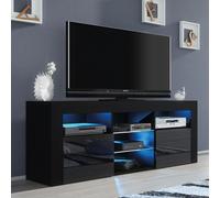 Creative Furniture Pulse TV Unit 145cm - A Stylish & Practical Cabinet with Gloss Doors & LED Lights in Black Creative Furniture Black