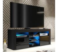 Creative Furniture Pulse Tv Unit 145Cm - Black With Gloss Doors And Led Lights