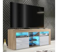 Creative Furniture Pulse Tv Unit 145Cm - Oak & White Gloss Doors And Led Lights