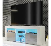 Creative Furniture Pulse Tv Unit 145Cm - White & Grey Gloss Doors And Led Lights