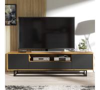 Creative Furniture Rift Loft Tv Unit 200Cm - Dark Oak & Black Multi One Size
