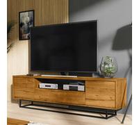 Creative Furniture Rift Loft Tv Unit 200Cm - Industrial-Style Storage With Rustic, Oak & Black Matt Doors In Light Oak Light Oak