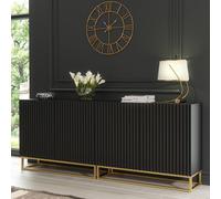 Creative Furniture Ripple Duo Sideboard 200cm - Modern Fluted Design with Push to Open doors in Black Creative Furniture Black