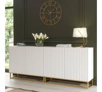 Creative Furniture Ripple Duo Sideboard 200Cm - Modern Fluted Design With Push To Open Doors In White White