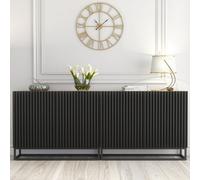 Creative Furniture Ripple Duo Sideboard 200Cm - Oak & Black Fluted Doors