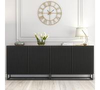 Creative Furniture Ripple Duo Sideboard 200Cm - Oak & Black Fluted Doors In Dark Brown Dark Brown