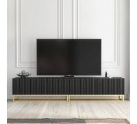 Creative Furniture Ripple Duo Tv Unit 200Cm - Black With Fluted Doors
