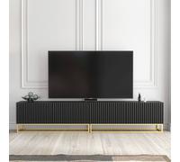 Creative Furniture Ripple Duo Tv Unit 200Cm - Black With Fluted Doors Black