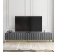 Creative Furniture Ripple Duo Tv Unit 200Cm - Dark Grey With Fluted Doors