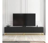 Creative Furniture Ripple Duo TV Unit 200cm - Modern Fluted Design with Push to Open Doors in Black Creative Furniture Black