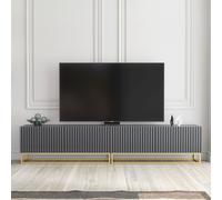Creative Furniture Ripple Duo TV Unit 200cm - Modern Fluted Design with Push to Open Doors in Grey Creative Furniture Grey