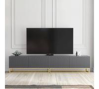 Ripple Duo TV Unit 200cm - Modern Fluted Design with Push to Open Doors Creative Furniture Grey One Size