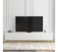 Creative Furniture Ripple Duo Tv Unit 200Cm - Modern Fluted Design With Push To Open Doors In White White One Size