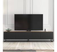 Creative Furniture Ripple Duo TV Unit 200cm - Oak & Black Fluted Doors in Brown Creative Furniture Brown