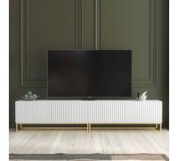 Creative Furniture Ripple Duo Tv Unit 200Cm - White With Fluted Doors White