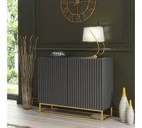 Creative Furniture Ripple Sideboard 100Cm - Modern Fluted Design With Push To Open Doors In Dark Grey Dark Grey