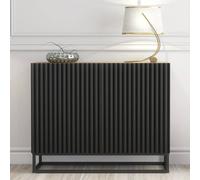 Creative Furniture Ripple Sideboard 100Cm - Oak & Black Fluted Doors In Dark Brown Dark Brown