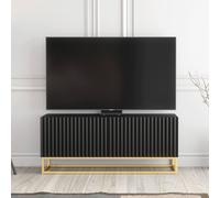 Creative Furniture Ripple Tv Unit 100Cm - Modern Fluted Design With Push To Open Doors In Black Black