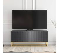 Creative Furniture Ripple Tv Unit 100Cm - Modern Fluted Design With Push To Open Doors In Dark Grey Dark Grey One Size