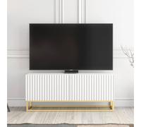 Creative Furniture Ripple Tv Unit 100Cm - Modern Fluted Design With Push To Open Doors In White White