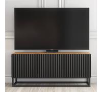 Creative Furniture Ripple TV Unit 100cm - Oak & Black Fluted Doors in Dark Brown Creative Furniture Dark Brown