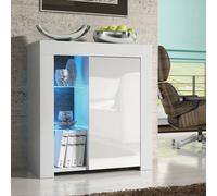 Creative Furniture Serene Sideboard 83Cm - A Compact And Elegant Cabinet With Gloss Doors And Led Lights In White White One Size