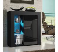 Creative Furniture Serene Sideboard 83Cm - A Compact And Elegant Cabinet With Gloss Doors And Led Lights In Black Black One Size