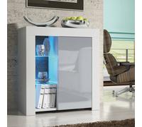 Creative Furniture Serene Sideboard 83Cm - A Compact And Elegant Cabinet With Gloss Doors And Led Lights In Grey Grey One Size