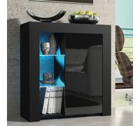 Creative Furniture Serene Sideboard 83Cm - Black With Gloss Doors And Led Lights Black One Size