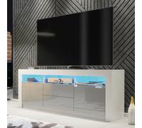 Creative Furniture Shine Tv Unit 160Cm - A Bright And Stylish Cabinet With Gloss Doors And Led Lights In Grey Grey One Size