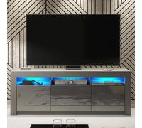 Creative Furniture Shine Tv Unit 160Cm - Dark Grey With Gloss Doors And Led Lights Dark Grey