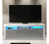Creative Furniture Shine Tv Unit 160Cm - White & Grey Gloss Doors And Led Lights