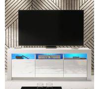 Creative Furniture Shine Tv Unit 160Cm - White With Gloss Doors And Led Lights White