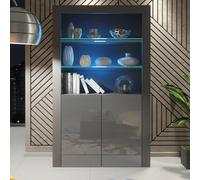 Creative Furniture Spectrum Display Cabinet 170Cm - A Contemporary And Spacious Cabinet With Glass Shelves And Led Lights In Dark Grey Dark Grey One Size