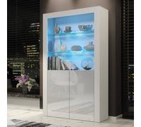 Creative Furniture Spectrum Display Cabinet 170Cm - A Contemporary And Spacious Cabinet With Glass Shelves And Led Lights In Grey Grey One Size
