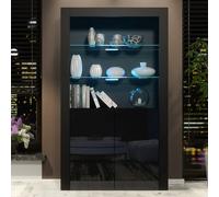 Creative Furniture Spectrum Display Cabinet 170Cm - Black With Gloss Doors And Led Lights