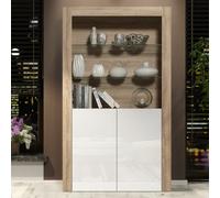 Creative Furniture Spectrum Display Cabinet 170Cm - Oak & White Gloss Doors