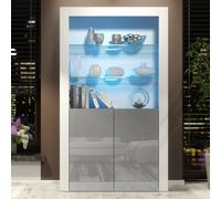 Creative Furniture Spectrum Display Cabinet 170Cm - White & Grey Gloss Doors And Led Lights