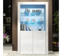 Creative Furniture Spectrum Display Cabinet 170Cm - White With Gloss Doors And Led Lights