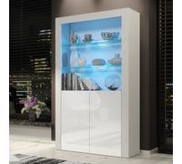 Creative Furniture Spectrum Display Cabinet 170cm with Glass Shelves & LED Lights in White Creative Furniture White