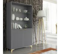 Creative Furniture Tide Crest Display Cabinet 175Cm - Dark Grey With Fluted Doors