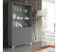 Creative Furniture Tide Crest Display Cabinet 175cm - Modern Fluted Design in Grey or White in Dark Grey Creative Furniture Dark Grey