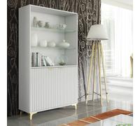 Creative Furniture Tide Crest Display Cabinet 175Cm - Modern Fluted Design In Grey Or White White